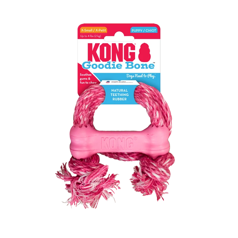 KONG Puppy Goodie Bone w/Rope /Pink