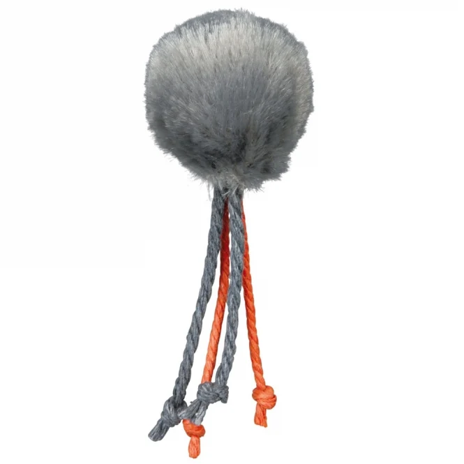 Trixie Plüschball mit Bändern – Katzenspielzeug mit Catnip & Schelle, ca. 4 cm
