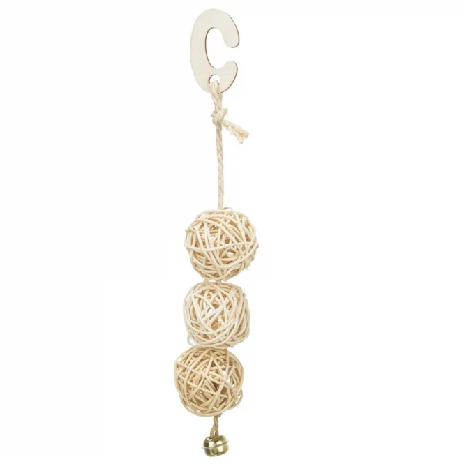 Trixie Vogelspielzeug Rattanbälle mit Glocke – ca. 24 cm