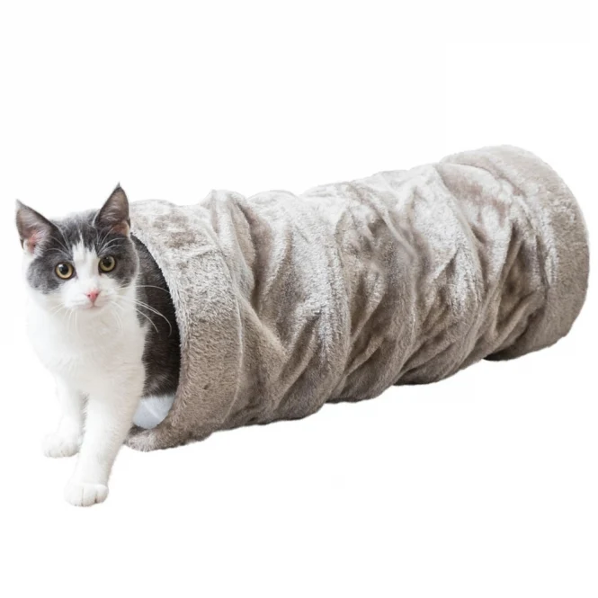 Trixie Crunch Plüschtunnel für Katzen – 60 cm, mit Raschelfolie