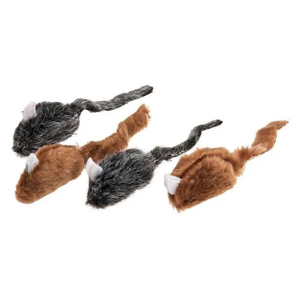 Karlie Catnip-Mäuse - Plüsch-Spielzeug für Katzen, 4er Set