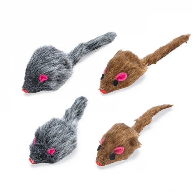 Karlie Plüsch-Spielmäuse mit Katzenminze - 4er Set, 5 cm