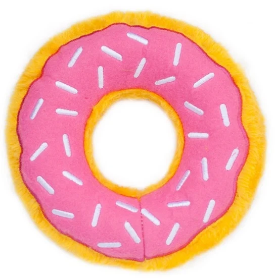 ZippyPaws pluszowy donut standard truskawkowy - bez wypełnienia z 2 piszczałkami