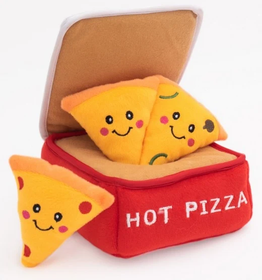 ZippyPaws pluszowa norka dla psa pudełko pizzy - zabawa w wyszukiwanie z piszczałkami