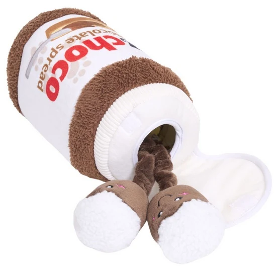 ZippyPaws pluszowa norka bungee Słoik czekolady - piszczące zabawki na gumce bez gubienia