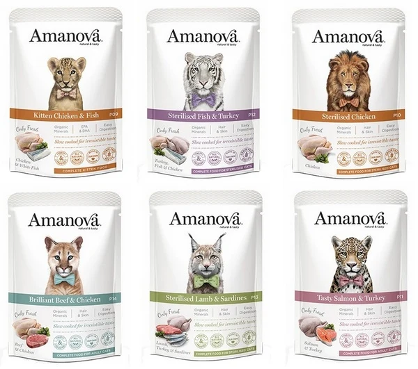 Amanova Cat zestaw saszetek 6x85 g - miks smaków na każdy dzień