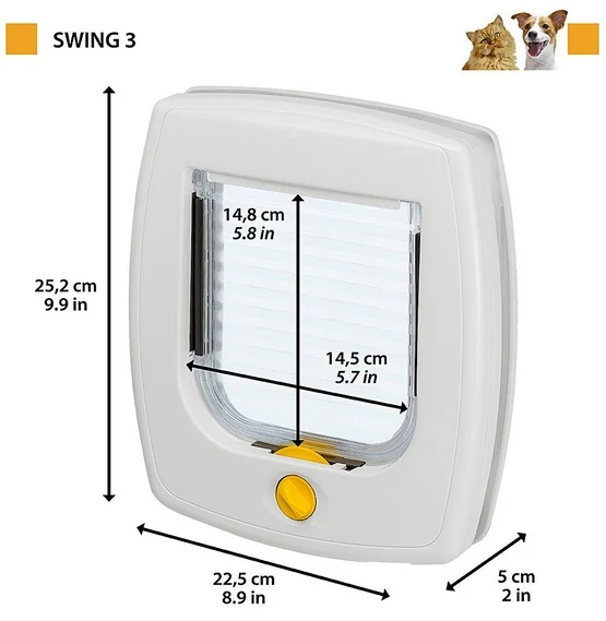 Ferplast Swing 3 drzwiczki szare - 4-kierunkowa blokada
