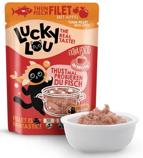 Lucky Lou Extrafood tuńczyk i jabłko w bulionie saszetka 70g - soczysty filet bez zbóż