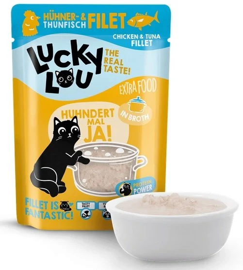 Lucky Lou Extrafood kurczak i tuńczyk w bulionie - soczysty filet bez zbóż