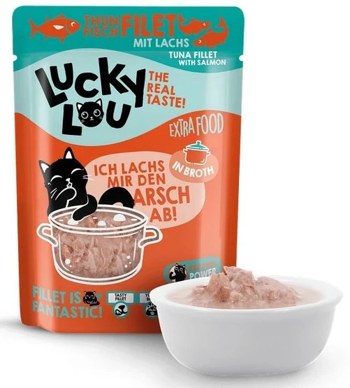 Lucky Lou Extrafood tuńczyk & łosoś w bulionie - soczyste filety bez zbóż