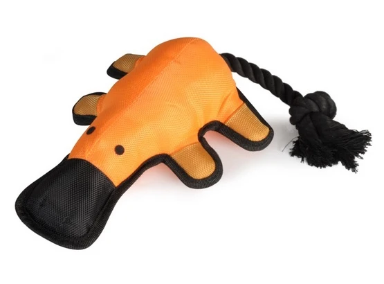 Camon dog toy nylonowy dziobak z piszczałką i liną - 38 cm do szarpania