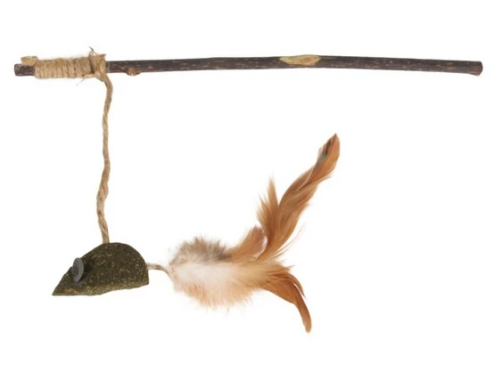 Camon Cat Toy wędka matatabi z myszką - roślinny bodziec do aktywnej zabawy