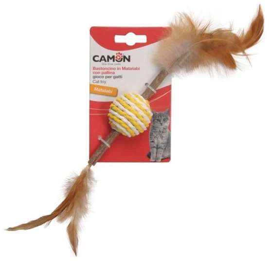 Camon Cat Toy Matatabi z kulą i piórkami - podwójna stymulacja z matatabi