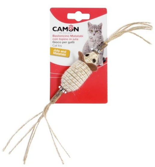 Camon Cat Toy Matatabi kij z myszą jutową - podwójny stymulant do gryzienia i zabawy