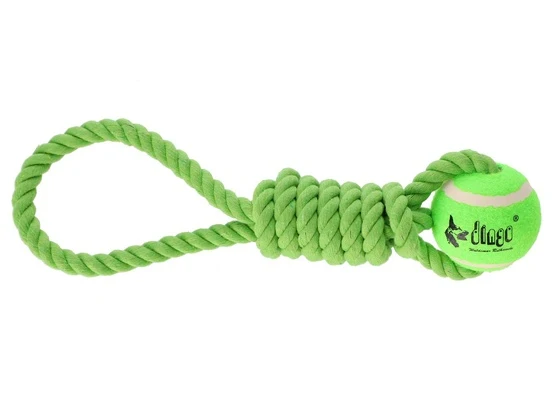 Dingo fresh - piłka tenisowa z plecionym uchwytem do aportu i przeciągania - 6,2 x 41 cm zielona