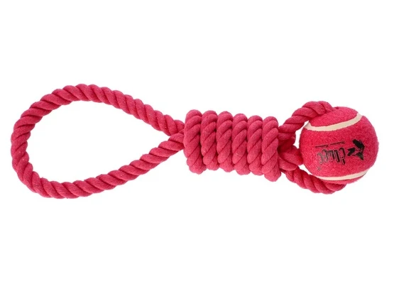 Dingo fresh - piłka tenisowa z bawełnianym uchwytem do aktywnej zabawy - 6,2 x 41 cm różowa
