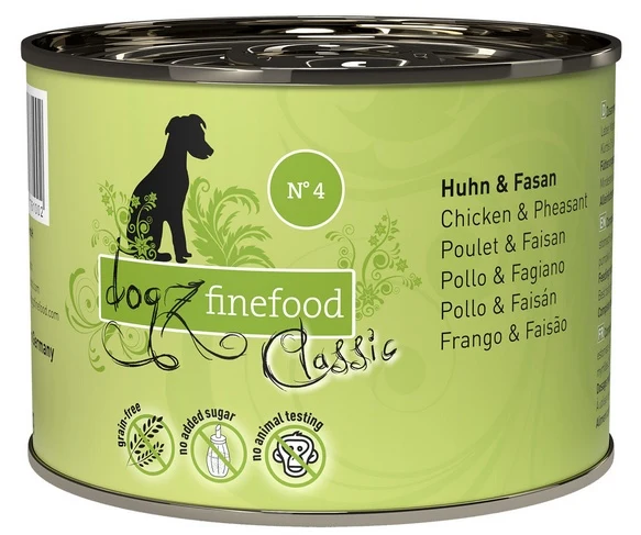 Dogz Finefood Classic N.04 Kurczak i bażant puszka 200g