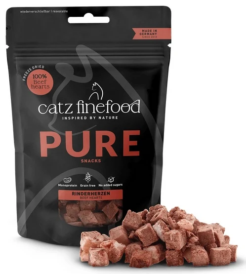 Catz Finefood Pure (Purrrrly N.105) serca wołowe 35 g - 100% liofilizowanej wołowiny bez dodatków