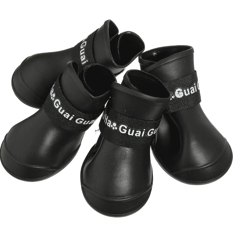 Pet Dog Rain Boots Booties Waterproof Protective Rubber Shoes,3 sizes,BLACK