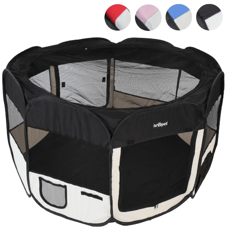 Leopet® TSPB09 Playpen for Puppies and Small Animals DIFFERENT COLOURS (Black)