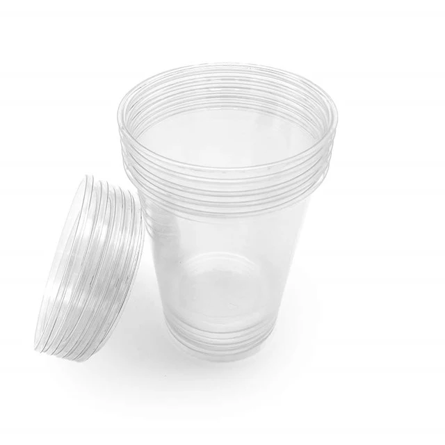 Plastmuggar med lock - 950 ml - 5-pack