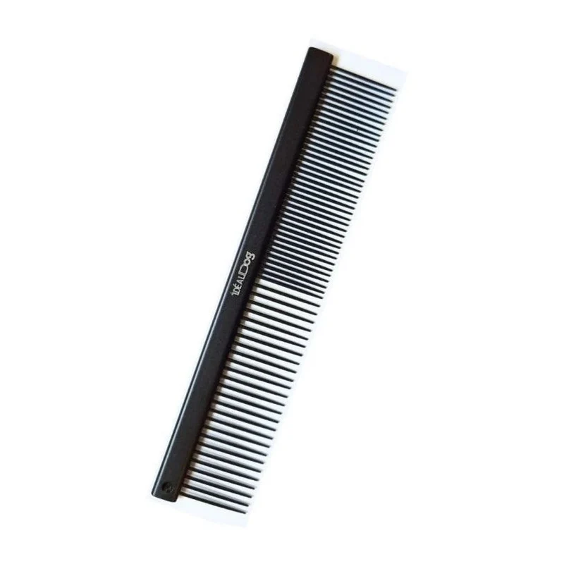 IdealDog Anti-Static Teflon-Coated Dual-Spacing Grooming Comb for Dogs & Cats Black 19cm