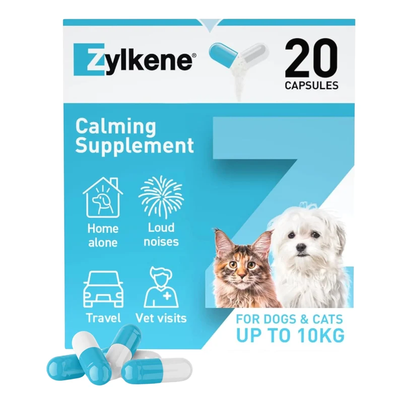Vetoquinol Zylkene Calming Supplements For Cats & Dogs Up to 10KG 75mg 20 Capsules