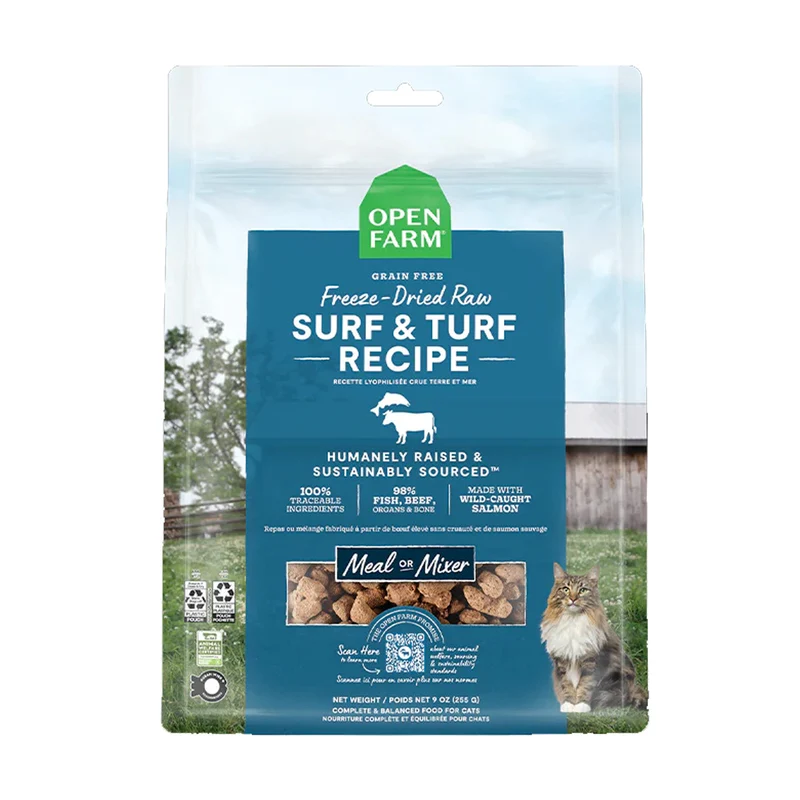 Expiry Date 06-Nov-26 Open Farm Freeze Dried Raw Surf & Turf Dry Cat Food - 99G