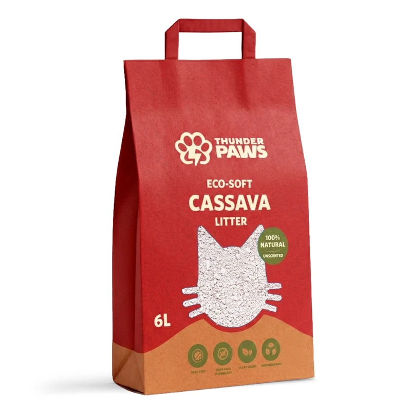 Thunder Paws Eco-Soft Cassava Unscented Clumping Cat Litter - 2.5KG