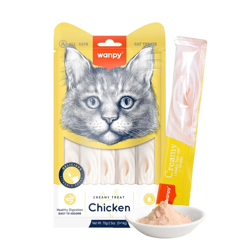 Wanpy Creamy Lickable Cat Treats Chicken 5x14g