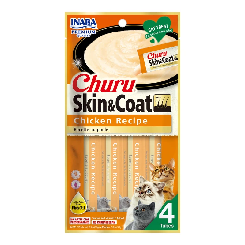 Inaba Churu Skin & Coat Chicken Recipe Cat Treats 4x14g