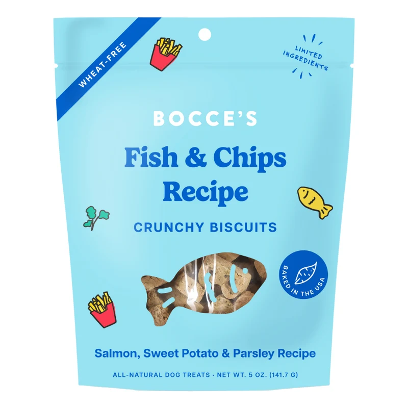 Bocce's Bakery Fish & Chips Biscuits Dog Treat 5oz