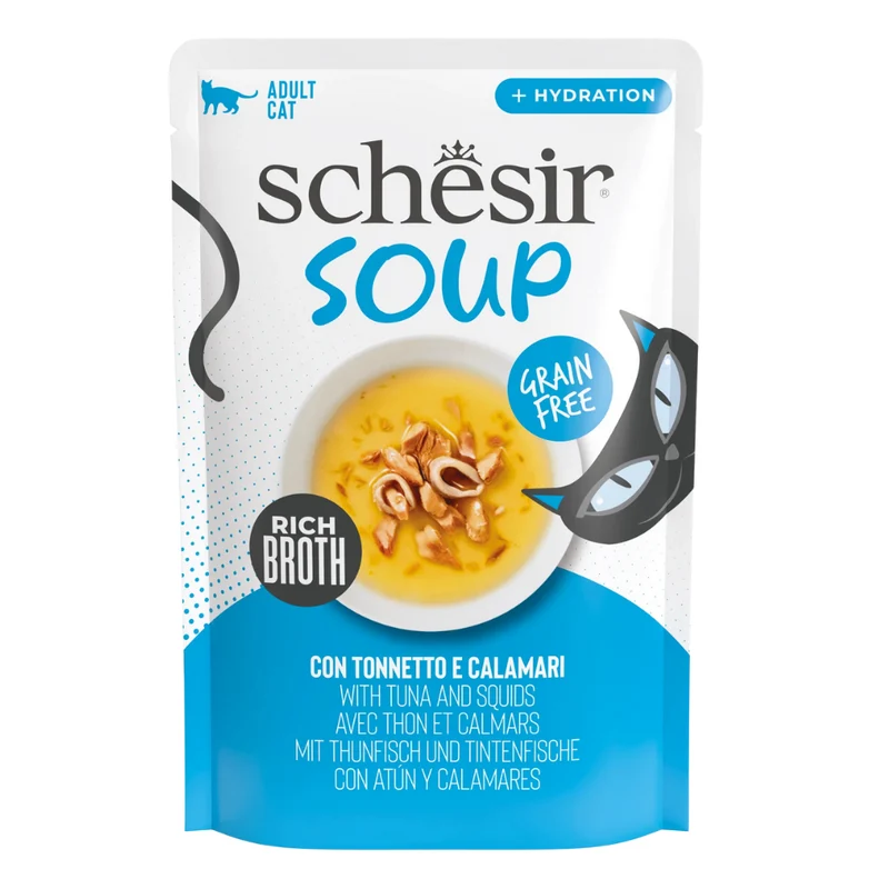 Schesir Tuna & Squid In Soup Pouch Wet Cat Food 40g