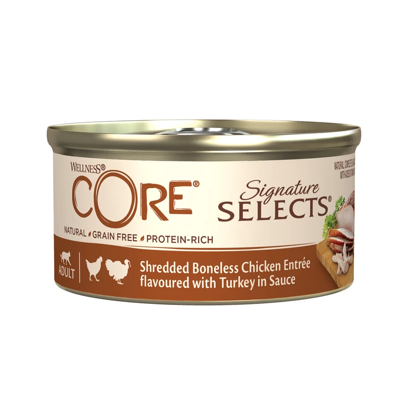 Wellness Core Signature Selects Shredded Boneless Chicken Entree With Turkey In Sauce Adult Wet Cat Food 79G