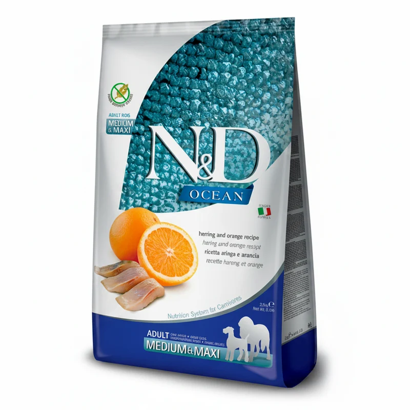 Farmina N&D Ocean Herring & Orange Medium & Maxi Grain-Free Adult Dry Dog Food 12KG