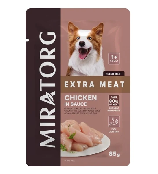 Miratorg EXTRA MEAT with Chicken in Sauce for All Breed Dog Wet Food 85G