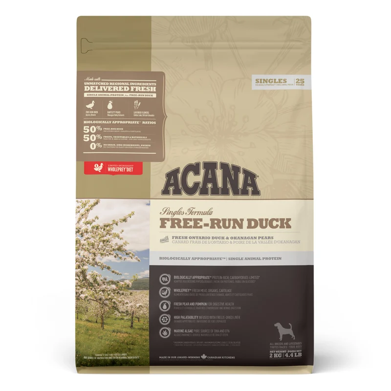 Acana Free Run Duck Recipe Protein-Rich Dry Dog Food 2Kg