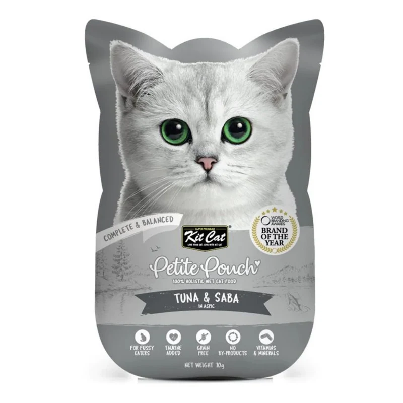 Kit Cat Petite Pouch - Tuna & Saba In Aspic Wet Cat Food 70G