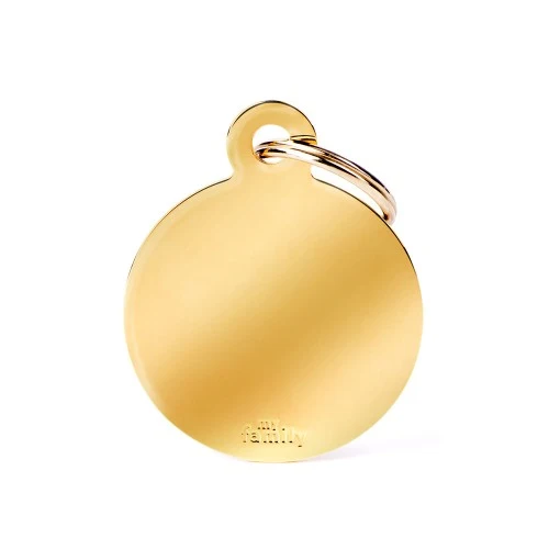 My Family Basic Round Plated Brass ID Tag - GOLD/BIG