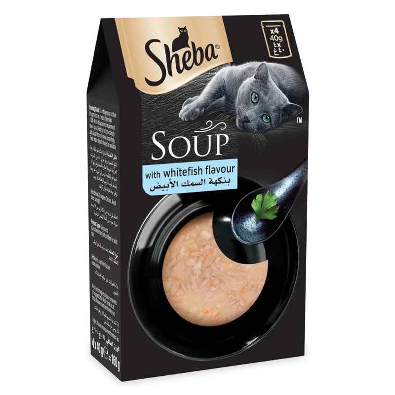 Sheba Soup with Whitefish Adult Wet Cat Food In Pouch 4X40G