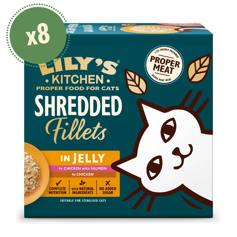 Lily's Kitchen Shredded Fillets In Jelly Multipack Wet Cat Food 8x70G