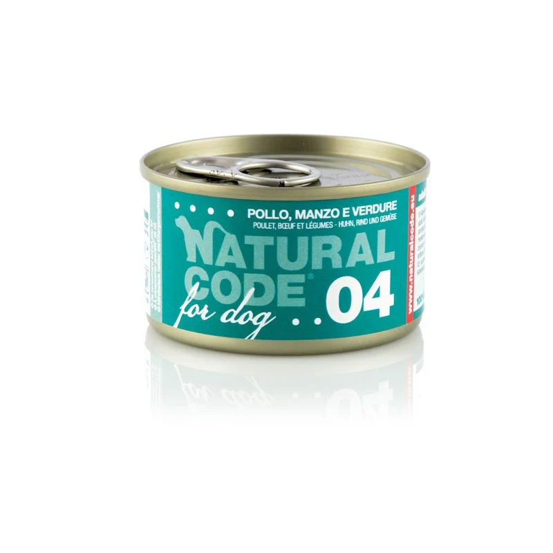 Natural Code 04 Chicken Beef & Vegetables Cooking Water Wet Dog Food - 90G