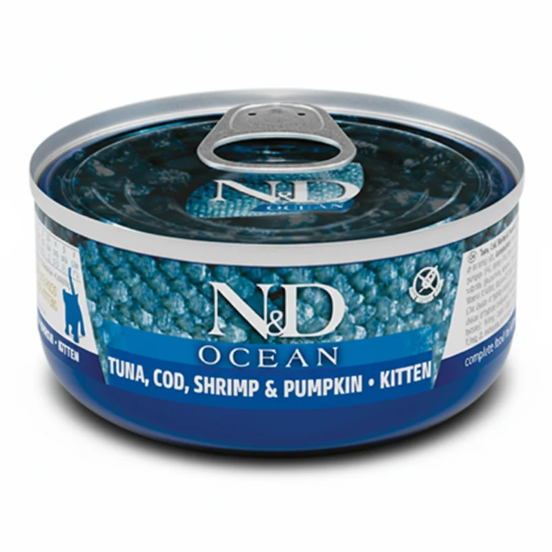 Farmina N&D Ocean With Tuna Cod Shrimp & Pumpkin Kitten Wet Cat Food - 80G