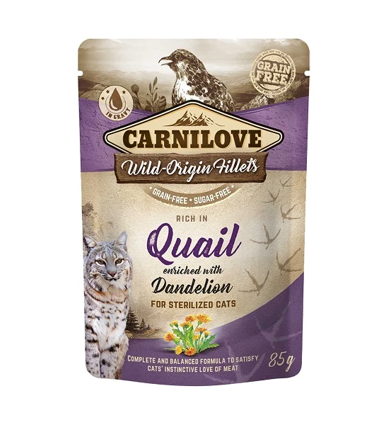 Carnilove Quail with Dandelion for Sterilized Cats Wet Food 85G