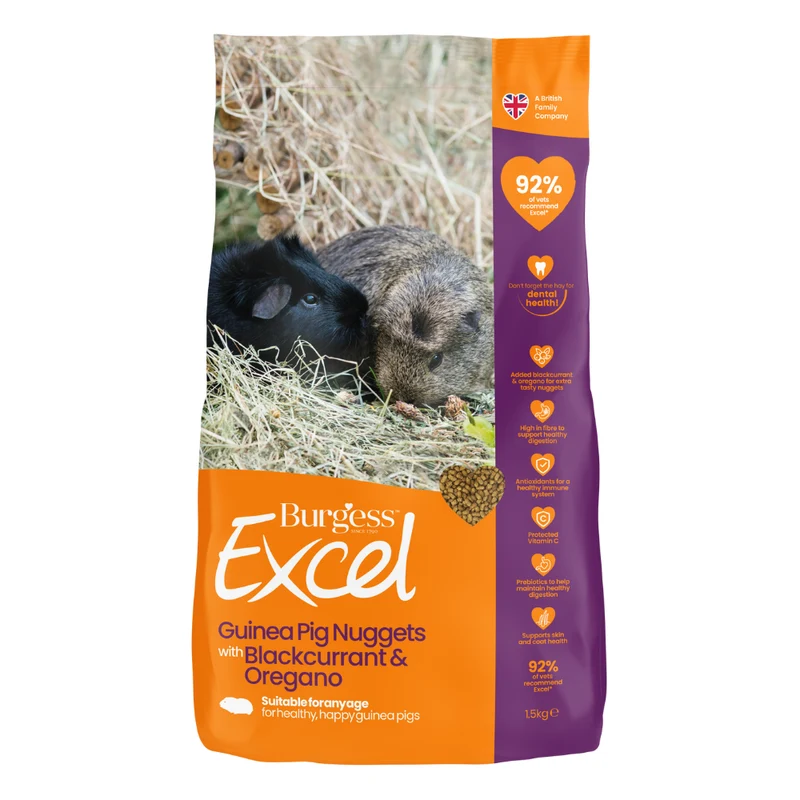 Burgess Excel Nuggets With Blackcurrant & Oregano For Adult Guinea Pig 1.5KG