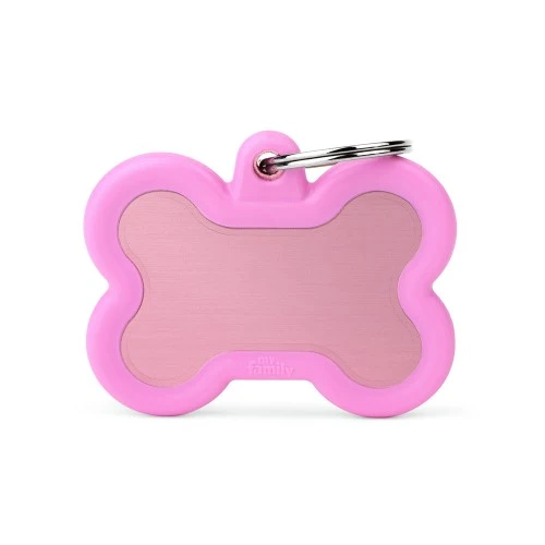 My Family Aluminum Bone ID Tag with Rubber - PINK/BIG