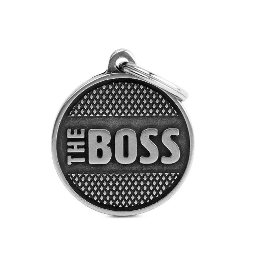 My Family Bronx Rhombus The Boss Round ID Tag - ANTIQUE SILVER/BIG