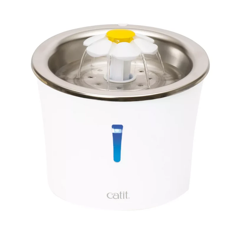 Catit Stainless Steel Flower Cat Drinking Fountain 3L With LED Nightlight 21x21x18.5cm