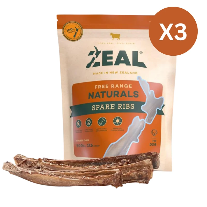 Zeal Spare Ribs Dog Natural Chews Treats 500G - Pack of 3