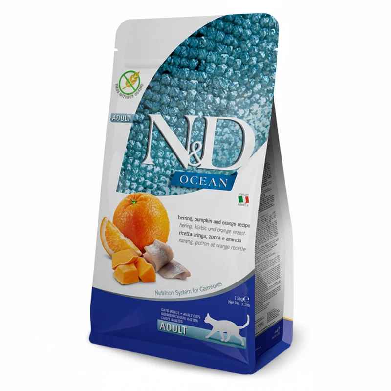 Farmina N&D Ocean Herring Pumpkin & Orange Adult Dry Cat Food
